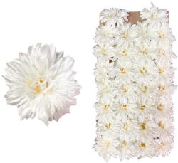 DekorPlaza Élethű Szatén Dália Fej Fényes Tört Fehér 30db/tálca 10cm TAL3