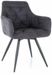 SIGNAL MEBLE Mango Vardo Forgó Étkezőszék Grafitszürke Kárpittal és Matt Fekete Fémvázzal