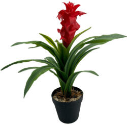 DekorPlaza Cserepes Élethű Guzmánia 2 Fej Piros 42 Cm A26366