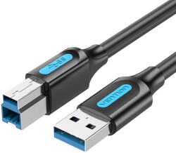Vention COOBI USB-A Apa - USB-B Apa 3.0 Adat és Töltő Kábel - 3 m, Fekete/Kék