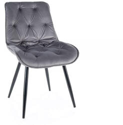 SIGNAL MEBLE Cherry II Bársony Étkezőszék Szürke Steppelt Kárpitozással