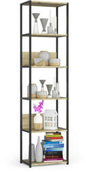 AKORD LOFT Ipari Stílusú Polcrendszer 50 cm Fekete/Artisan Tölgy 6 Polcos (REGINDCZARARTCL500)