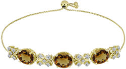  Arannyal Bevont Ezüst Karkötő Kognak Kvarccal és Fehér Topázzal, Y63317