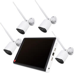 PNI Kit supraveghere video PNI House WiFi663 NVR cu LCD si 4 camere wireless de exterior 3MP P2P IP66 (PNI-WF663-S)