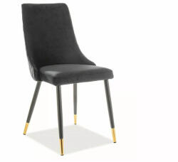 SIGNAL MEBLE Piano Luxus Bársony Étkezőszék Fekete-Arany Rombusz Mintával