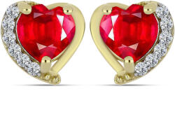  Arannyal Bevont Ezüst Fülbevaló Vörös Acháttal és Fehér Topázzal, Y63248