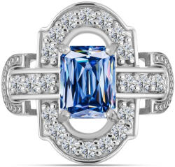  Ezüst Gyűrű Óceánkék Moissanite-tal és Fehér Topázzal, Y63563/54