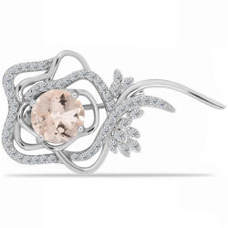  Ezüst Bross Gozarehi Morganittal és Fehér Topázzal, Y63294