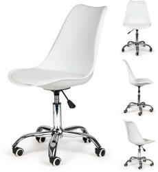 ModernHOME Scaun pivotant de birou cromat cu pernă - alb (PC-009-W) (MIM-441-01)