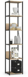 AKORD LOFT Industriális Regál 6 Polcos Fém Laminált Lemez Sonoma Tölgy Fekete 40 cm (REGINDCZARSONCL400)
