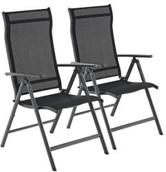 SONGMICS 2 db összecsukható kerti szék, 8 szögben dönthető háttámlával, max. Székenként 150 kg teherbírás, fekete (GCB29BK)