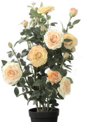 DekorPlaza Selyemvirág Rózsabokor Műanyag Kaspóban 112cm Barack DD56055