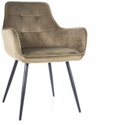 SIGNAL MEBLE Lemon Bluvel Olívazöld Bársony Étkezőszék Fekete Fémvázas