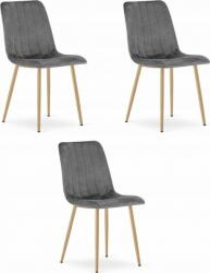 LEOBERT LAVA szék - sötétszürke bársony/láb fa szín x 3