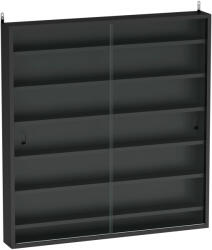 Homcom Vitrinszekrény 6 Állítható Fa Polccal Üveg Ajtóval, 80x9, 5x83 cm, Fekete