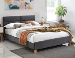 Sierra Velvet Bársony Kárpitozott Tölgy Ágy Szürke 140x200 cm