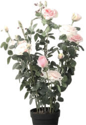DekorPlaza Selyemvirág Rózsabokor Műanyag Kaspóban 127cm Rózsaszín DD56060