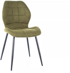 SIGNAL MEBLE Jake Nea Olívazöld Kárpitozott Étkezőszék Fekete Fém Vázzal