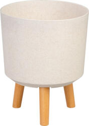 Strend Pro Műanyag virágcserép, Strend Pro Garden, fehér, átmérő: 24, 5 cm, magasság: 31 cm, fa lábakkal, kerek (TC255630)