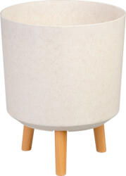 Strend Pro Műanyag virágcserép, Strend Pro Garden, fehér, átmérő: 30 cm, magasság: 37 cm, fa lábakkal, 15, 5 l, kerek (TC255633)