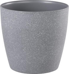 Strend Pro Műanyag virágcserép, Strend Pro Garden Stone, szürke, átmérő: 28 cm, magasság: 26 cm, pöttyökkel, betéttel, 11 l, kőhatású, kerek (TC256970)
