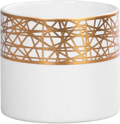 MagicHome Kerámia virágcserép, MagicHome, fehér, arany díszítéssel, átmérő: 16, 8 cm, magasság: 14, 7 cm, kerek (TC8091593)