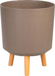 Strend Pro Műanyag virágcserép, Strend Pro Garden, kávépor, átmérő: 30 cm, magasság: 37 cm, fa lábakkal, 15, 5 l, kerek (TC255631)