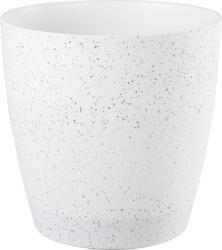 Strend Pro Műanyag virágcserép, Strend Pro Garden Stone, fehér, átmérő: 35 cm, magasság: 35 cm, pöttyökkel, betéttel, 24 l, kőhatású, kerek (TC256966)