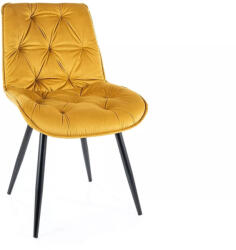 SIGNAL MEBLE Cherry II Velvet Bársony Étkezőszék Curry Sárga Steppelt