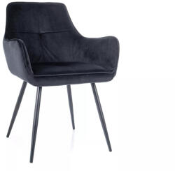 SIGNAL MEBLE Grape Velvet Fekete Bársony Étkezőszék Fém Vázzal