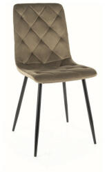 SIGNAL MEBLE Jerry Velvet Olíva Bársony Étkezőszék Fekete Fém Vázzal