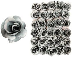 DekorPlaza Élethű Festett Nyílott Rózsa Fej Hamvas Szürke 30db/tálca 10cm TAL6