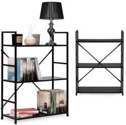 ModernHome Loft könyvespolc 3 MDF polccal, fekete fém vázzal, 80×59, 5 cm (CWJ602480LG BLACK)