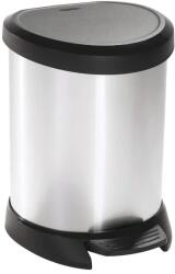 Keter fémhatású pedálos műanyag szemetes, 5 l, ezüst-fekete (50278)