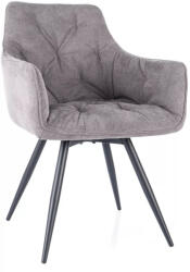SIGNAL MEBLE Mango Vardo Forgó Étkezőszék Szürke Kárpittal Fekete Fém Vázzal