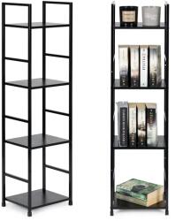 ModernHome LOFT stílusú 4 szintes fa könyvespolc fekete fém vázzal, 112×29×23, 5 cm (CWJ3024112L BLACK)