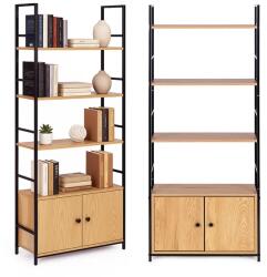 ModernHome Loft állópolc szekrénnyel, 4 MDF polclap, fém váz, 58×144 cm (CWG6024144L-WL-O)