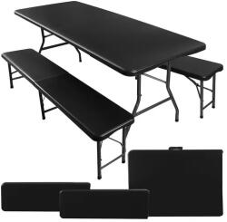 Gardlov Összecsukható kerti asztal 2 paddal, 180 cm, fekete (00017966)