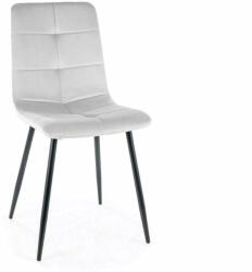 SIGNAL MEBLE Ivo Velvet Világosszürke Bársony Étkezőszék Fekete Fém Vázzal