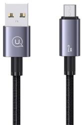 USAMS adatkábel, usb - microusb, 2a, gyorstöltő, 120cm, cipőfűző, sötétszürke (SJ668USB01)