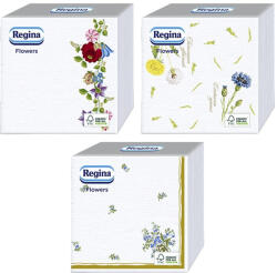 Regina Szalvéta REGINA Virág 1 rétegű 33x33 cm 1/4 hajtogatott 45 lapos vegyes mintás (421632) - papir-bolt