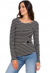 Moraj Női blúz, kék, csíkos, hosszú ujjú, pamut/elasztán, fekete/fehér, S INTL méret