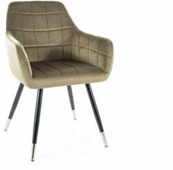 SIGNAL MEBLE Nuxe Velvet Olíva Bársony Étkezőszék Fekete-Króm Lábakkal