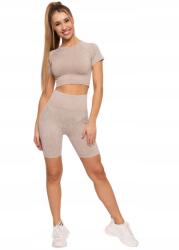 Moraj női kerékpáros jégernadrág, Push-Up, magas derekú, SM INTL (RDL1500-053-BEIGE-S/M)