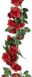 DekorPlaza Élethű Selyemvirág Rózsa Girland 168 Cm Piros DD65250