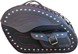 RSA S266B bőr motoros táskák szegecsekkel fekete-piros