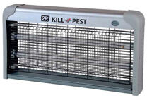 2R LED Elektromos rovarcsapda, UV fénycsővel (2x20W) slim, szürke-ezüst (KILL PEST 2X20W)