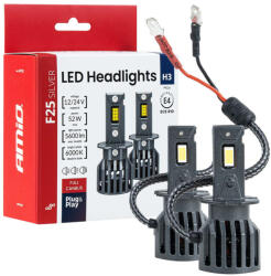 AMiO -04702 F25 EZÜST TELJES CANBUS 52W H3 12V 24V LED autóizzók (5903293047026)