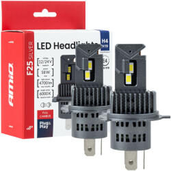 AMiO -04703 F25 EZÜST TELJES CANBUS 58W H4 H19 12V 24V LED Autóizzók (5903293047033)