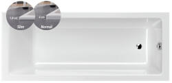M-Acryl Sandra Slim fehér színű egyenes akril kád vékony peremmel 160x70 kádlábbal és peremrögzítővel (12393)